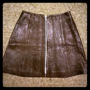Vintage J Harris Full grain zipped leather skirt